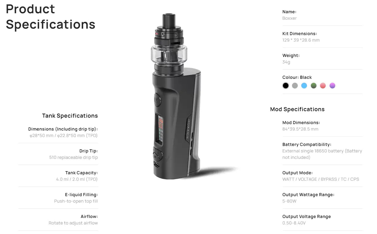 Aspire Boxxer Vape Kit - Includes FREE 1865 Battery | bearsvapes.co.uk