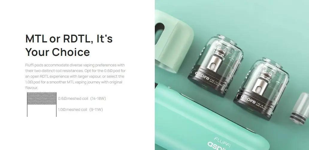 Aspire Fluffi Mini Pod Kit 1100mAh Vape Starter Kit |bearsvapes.co.uk