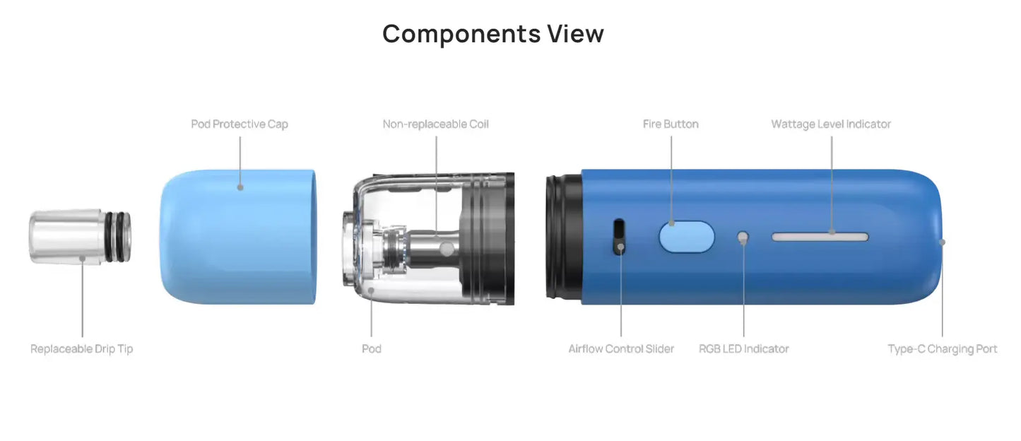 Aspire Fluffi Mini Pod Kit 1100mAh Vape Starter Kit |bearsvapes.co.uk