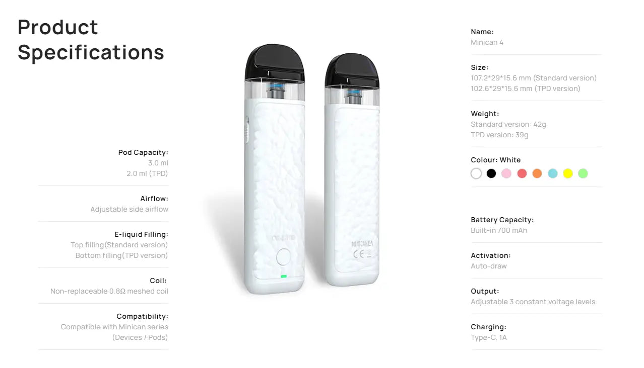 Aspire Minican 4 Vape Kit 700mAh Vape Starter Kit | bearsvapes.co.uk