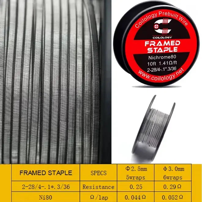 Coilology Framed Staple Wire | Ni80 or SS 10ft Reel | bearsvapes.co.uk