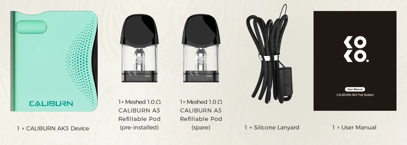 Uwell Caliburn AK3 Pod Vape Kit | MTL Starter Kit | bearsvapes.co.uk