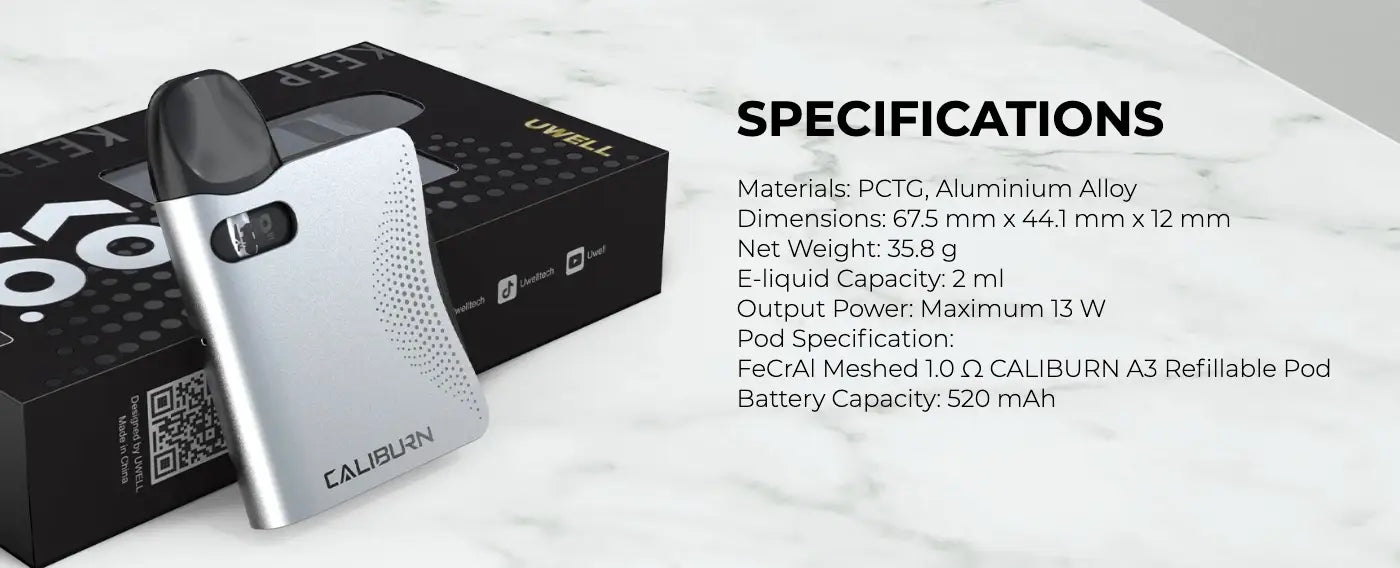 Uwell Caliburn AK3 Pod Vape Kit | MTL Starter Kit | bearsvapes.co.uk