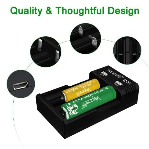 Vapcell Q2S Battery Charger | Dual Bay | ONLY £6.95 | bearsvapes.co.uk