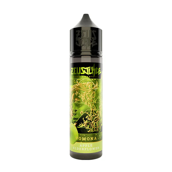 Vape juice bottle with green and black design on a white background