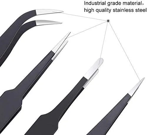 Antistatic Tweezer Set - 6 Different Types in Kit | bearsvapes.co.uk