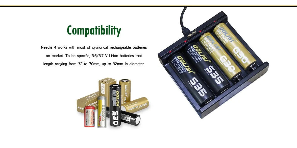 Golisi Needle 4 Smart USB Battery Charger  | bearsvapes.co.uk