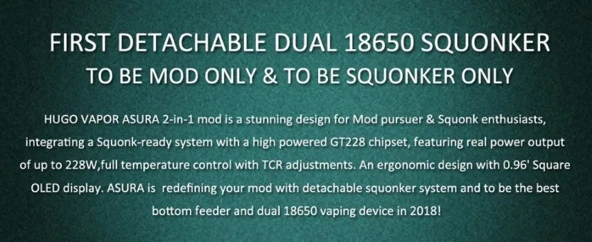 Hugo Vapor Asura | 2-in-1 TC TCR Mod & Squonk | | bearsvapes.co.uk