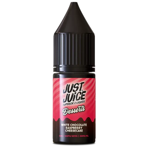 Just Juice dessert e-liquid bottle with black cap on a white background