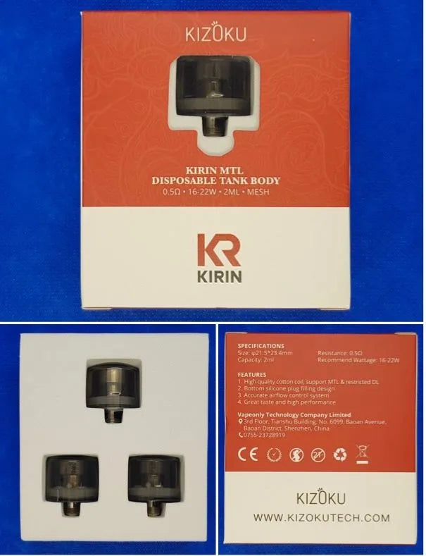 Kizoku Kirin MTL Disposable Tanks 3pk | bearsvapes.co.uk