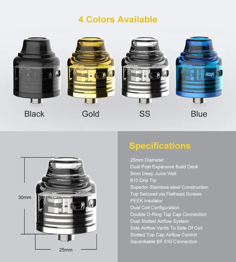 Oumier Wasp Nano S RDA | Dual Coil BF RDA | bearsvapes.co.uk