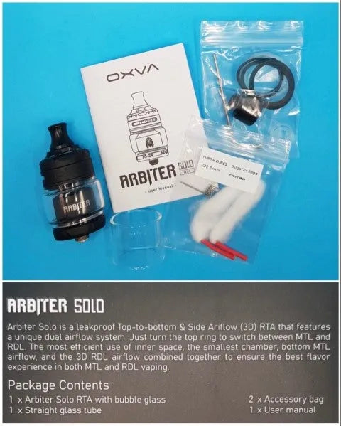 Oxva Arbiter Solo RTA | MTL & RDTL 25mm RTA | bearsvapes.co.uk