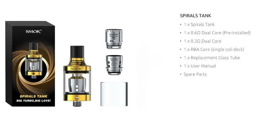 Smok Spirals Sub-ohm Vape Tank With RBA | £15.95 | bearsvapes.co.uk