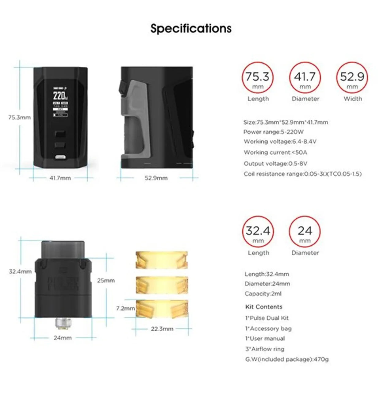 Vandy Vape Pulse Dual Squonk Mod Kit | bearsvapes.co.uk