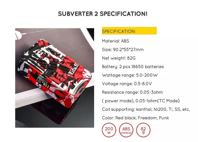 Vapor Storm Subverter 2 Box Mod | FREE Batteries | bearsvapes.co.uk