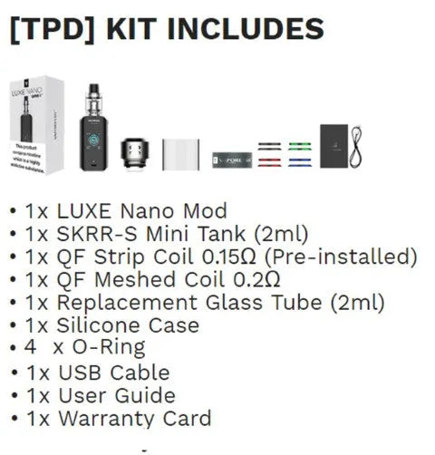 Vaporesso LUXE Nano Vape Kit - SKRR S Mini Tank | bearsvapes.co.uk