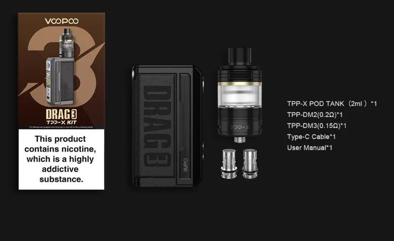 Voopoo Drag 3 TPP-X Vape Kit | ONLY £39.95 | 2 FREE 18650 Batteries