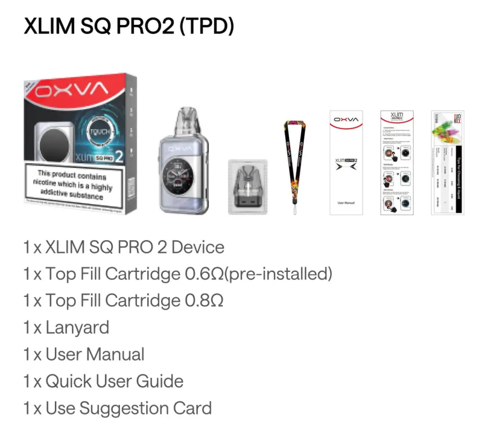OXVA Xlim SQ Pro 2 Pod Kit - 1600mAh MTL & RDTL Kit | bearsvapes.co.uk