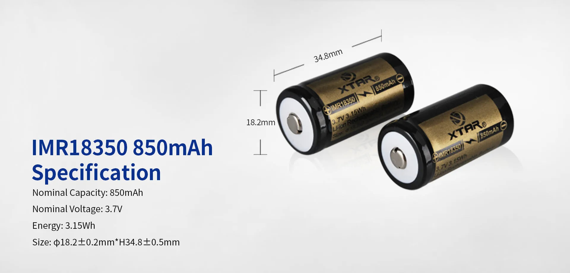 Xtar IMR 18350 Battery 850mAh 4.25A  | bearsvapes.co.uk