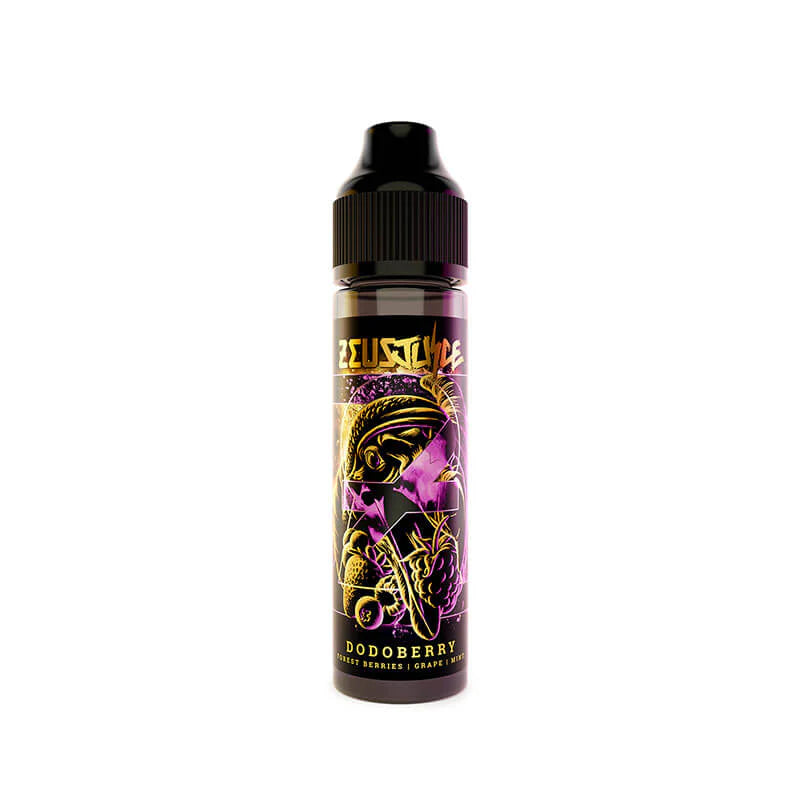 50ml Zeus Juice Dodoberry 70:30 e-liquid bottle on a white background.