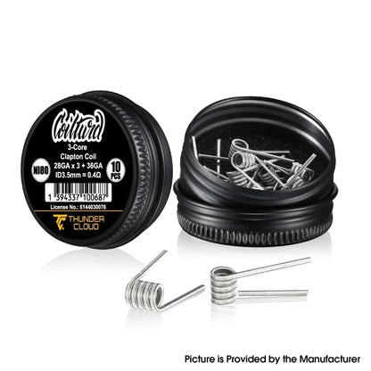 3core Clapton Coils Ni80 0.4 Ohm Thundercloud X Coilturd for vaping with 'Thunder Cloud' branding on a white background