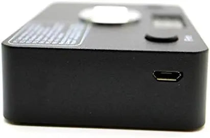 Black electronic device with ports on a white background
