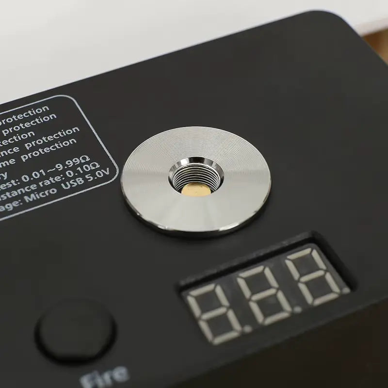 Black electronic device with a digital display showing '8.88' on a white background