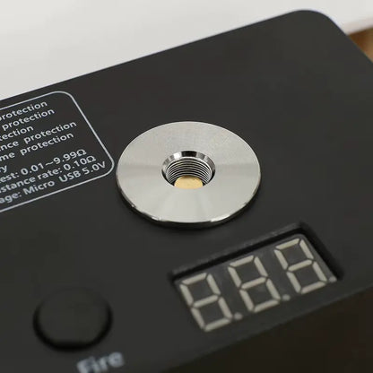 Black electronic device with a digital display showing '8.88' on a white background