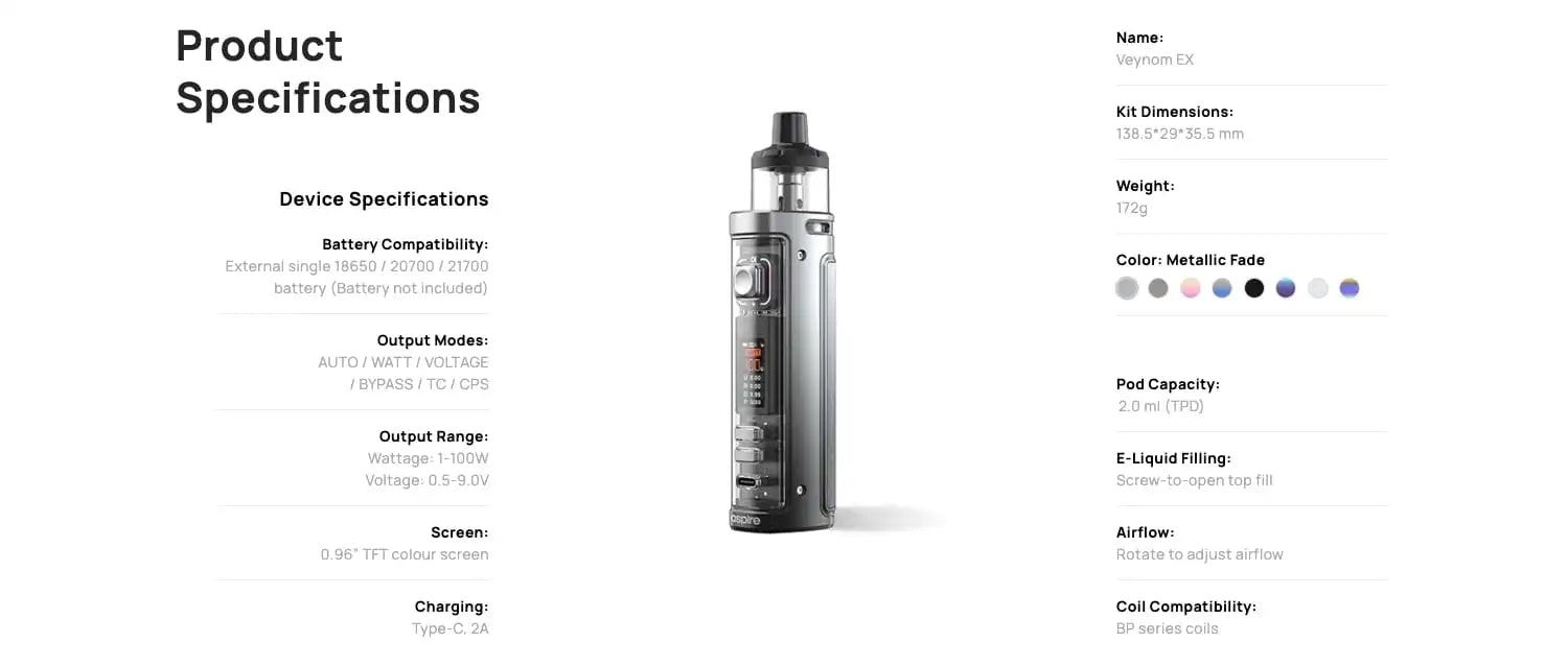 Aspire Veynom EX Pod Vape Kit NOW ONLY £24.95 | bearsvapes.co.uk