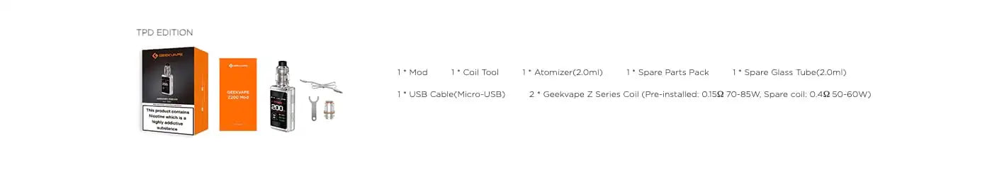 Vape Kit packaging with accessories on a white background