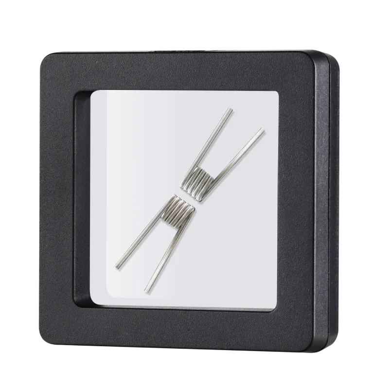 Two vape coils in a black square frame on a white background