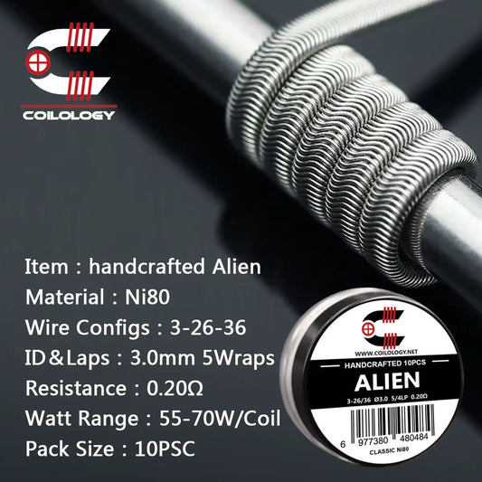Handmade Coilology Alien Coils | 10 Pack 16 Types | bearsvapes.co.uk