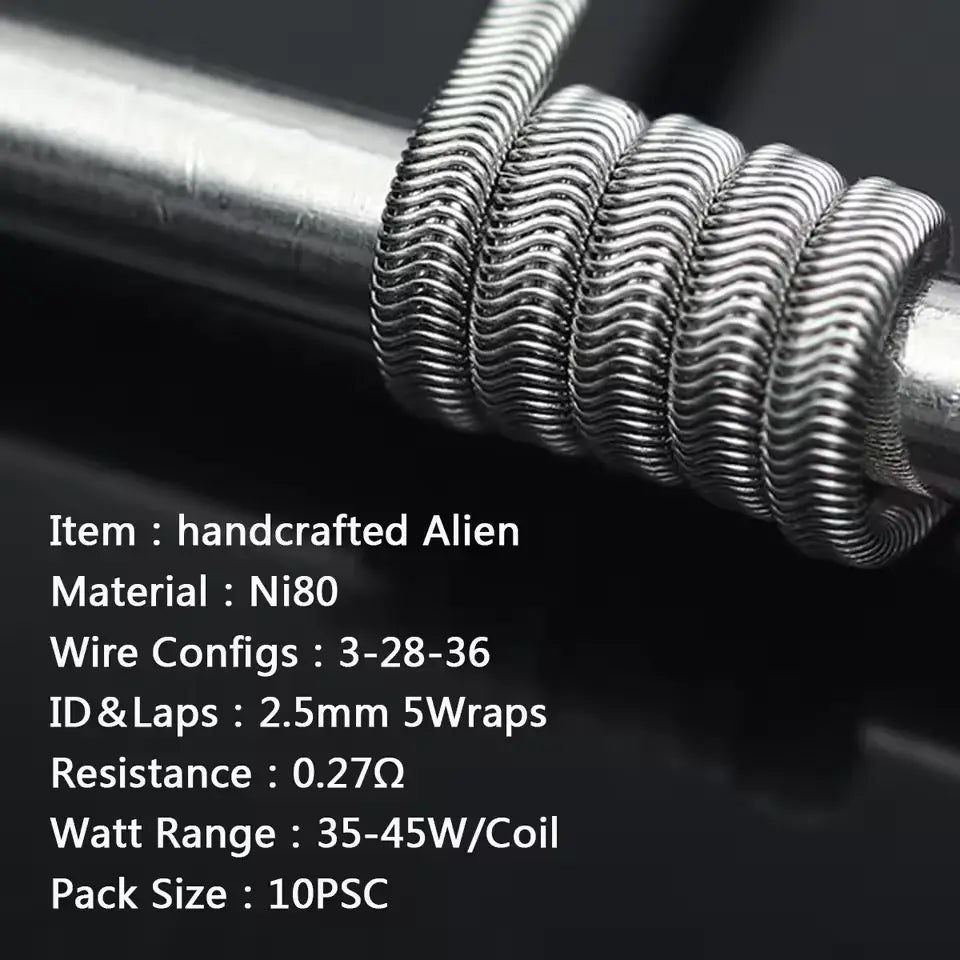 Handmade Coilology Alien Coils | 10 Pack 16 Types | bearsvapes.co.uk