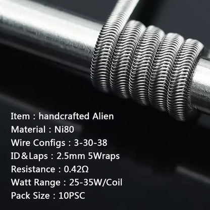 Handmade Coilology Alien Coils | 10 Pack 16 Types | bearsvapes.co.uk