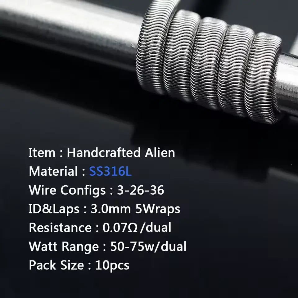 Handmade Coilology Alien Coils | 10 Pack 16 Types | bearsvapes.co.uk