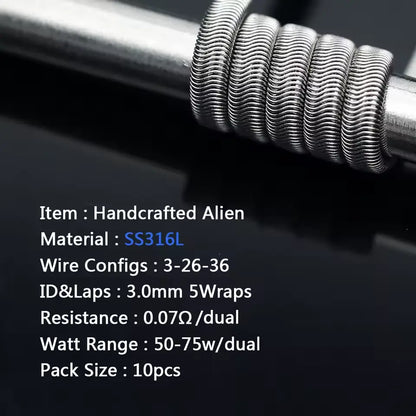 Handmade Coilology Alien Coils | 10 Pack 16 Types | bearsvapes.co.uk