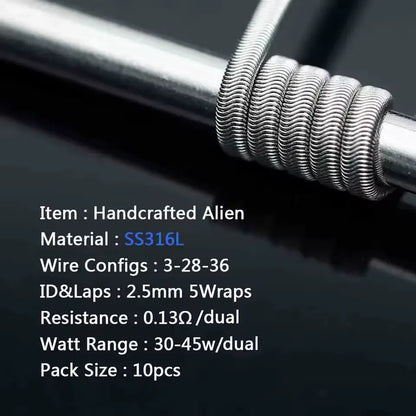 Handmade Coilology Alien Coils | 10 Pack 16 Types | bearsvapes.co.uk
