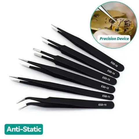 Antistatic Tweezer Set - 6 Different Types in Kit | bearsvapes.co.uk