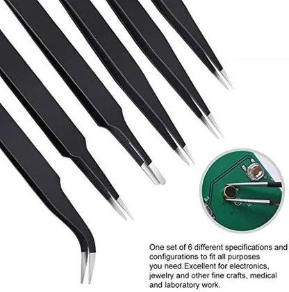 Antistatic Tweezer Set - 6 Different Types in Kit | bearsvapes.co.uk