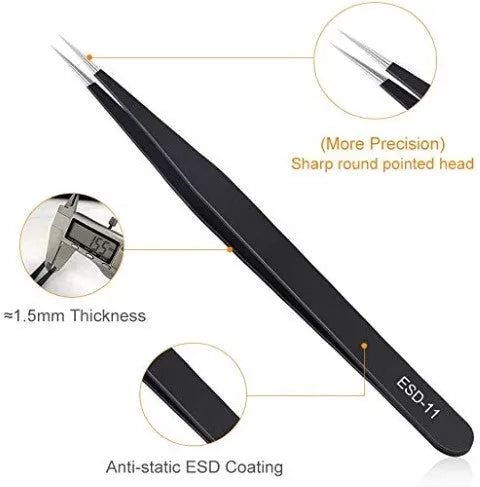 Antistatic Tweezer Set - 6 Different Types in Kit | bearsvapes.co.uk