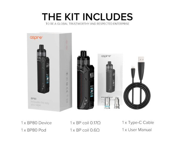 Aspire BP80 Pod Vape Kit | 2500mAh MTL & DTL Vape | bearsvapes.co.uk