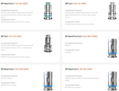 Aspire BP Replacement Coils 5pk | bearsvapes.co.uk