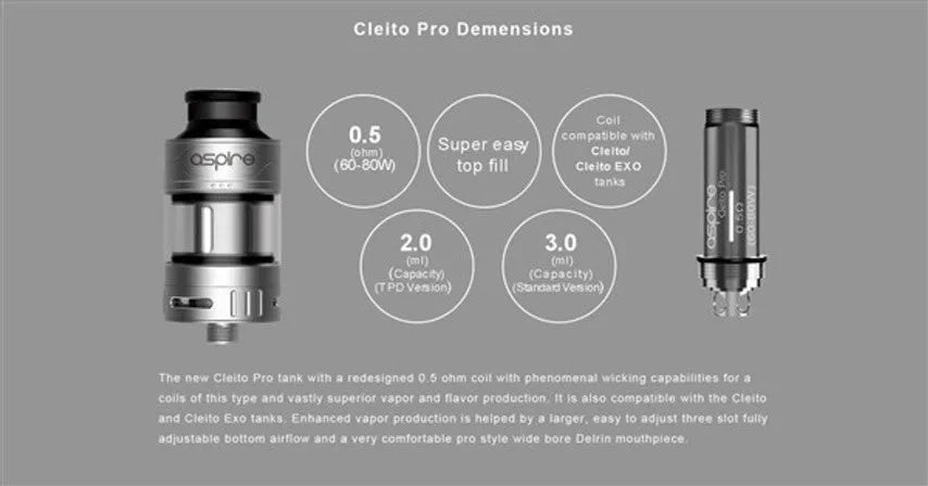 Aspire Cleito Pro Sub-ohm Vape Tank | bearsvapes.co.uk