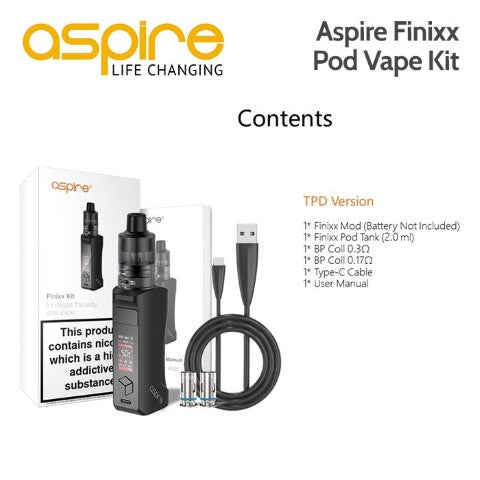 Aspire Finixx Vape Kit | With FREE 18650 Battery  | bearsvapes.co.uk