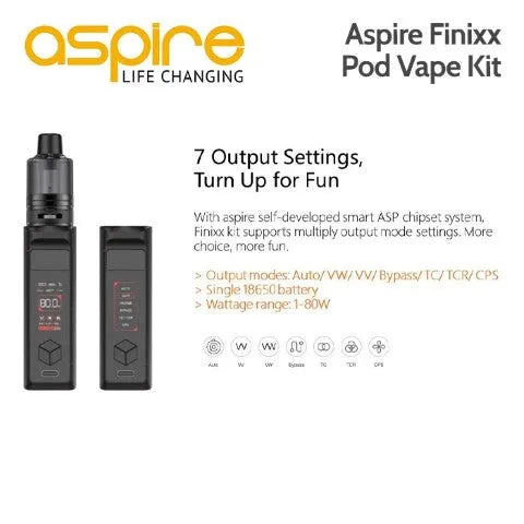 Aspire Finixx Vape Kit | With FREE 18650 Battery  | bearsvapes.co.uk