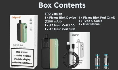 Aspire Flexus Blok Pod Vape Kit | MTL Starter Kit | bearsvapes.co.uk