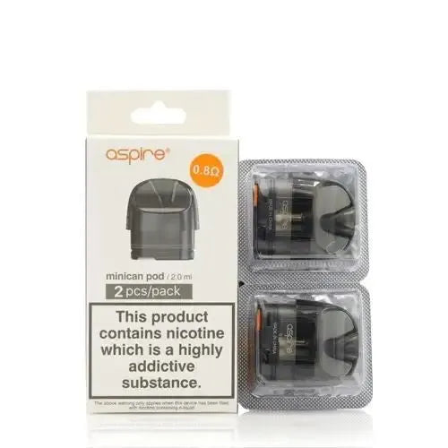 Aspire Minican Replacement Pods  0.8 or 1.2 Ohm 2pk | bearsvapes.co.uk