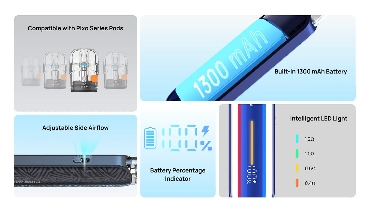Aspire Pixo Aura Pod Kit 1300mAh Vape Starter Kit | bearsvapes.co.uk