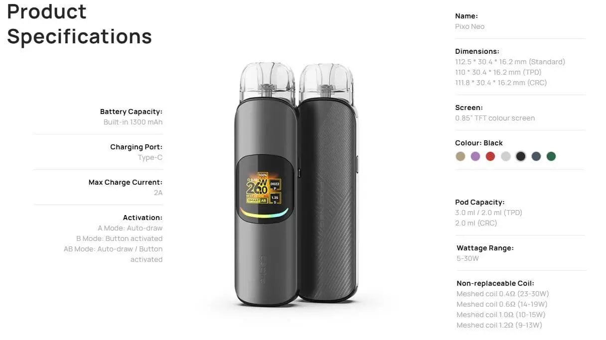 Aspire Pixo Neo Pod Kit 1300 mAh Pod Kit ONLY 22.95 |bearsvapes.co.uk - Bear's Vapes Aspire Pixo Neo Pod Kit 1300 mAh Pod Kit ONLY 22.95 |bearsvapes.co.uk - Bear's Vapes