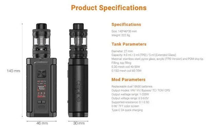 Aspire Vrod 200W Vape Kit | 2 Free 18650 Batteries | bearsvapes.co.uk